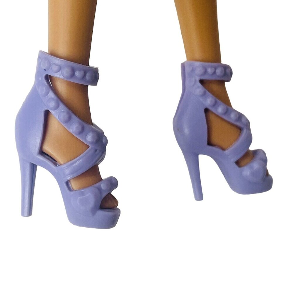 Pop Star Purple Barbie Doll Heel Open Toe Stappy Slip on Shoes - Picture 6 of 9